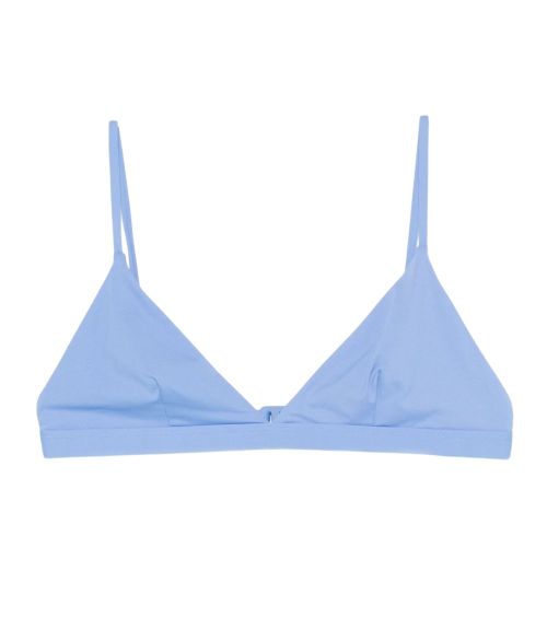 Blue Solid Bikini Top Swimwear