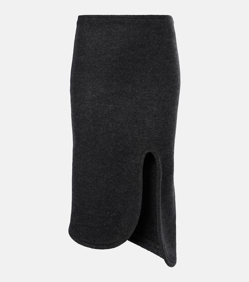 Padded high-rise wool pencil skirt