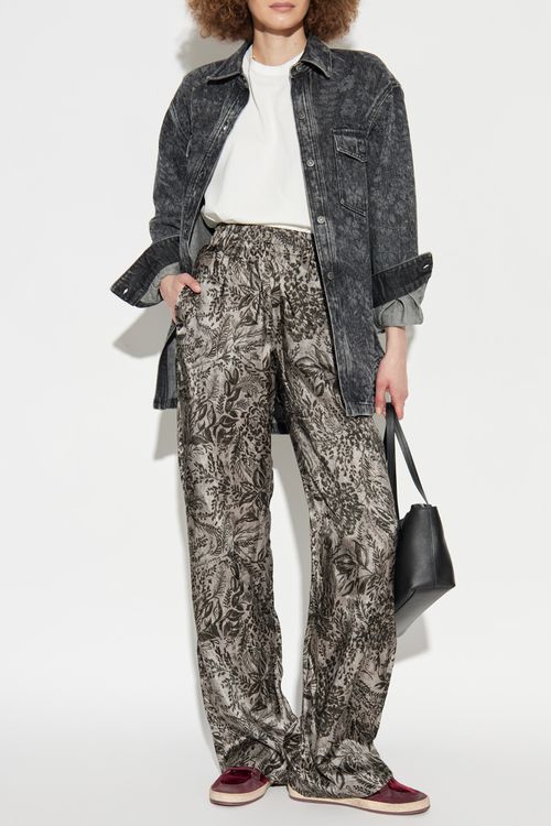 Trousers With A Botanical Motif, Women's, Grey