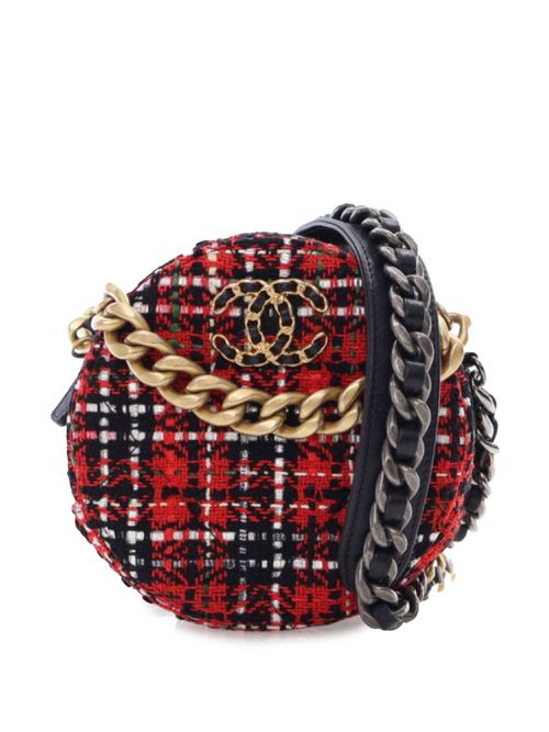 2020 Tweed 19 Round Clutch with Chain satchel - Red