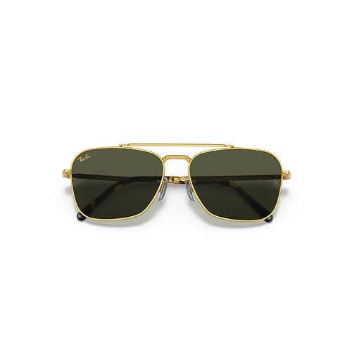 Ray-Ban New Caravan Sunglasses Gold Frame Green Lenses 58-15