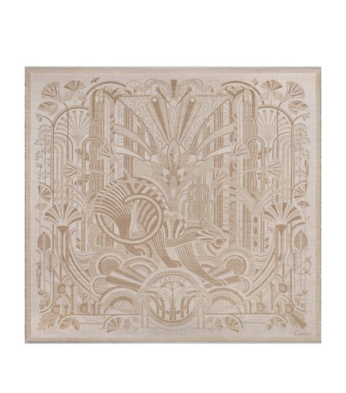 Wool-Cashmere Panthère Art Deco Scarf