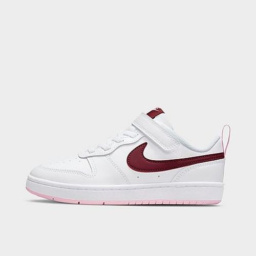Little Kids Court Borough Low 2 Hook-and-Loop Casual Shoes in White/Dark Beetroot