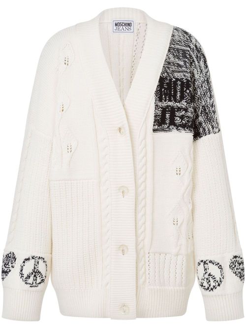 Cable-knit cardigan - White