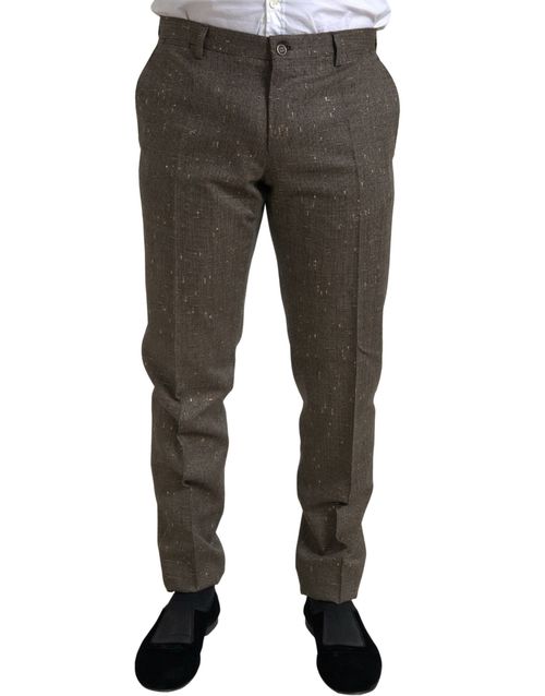 Wool-Cashmere Blend Trousers — Brown