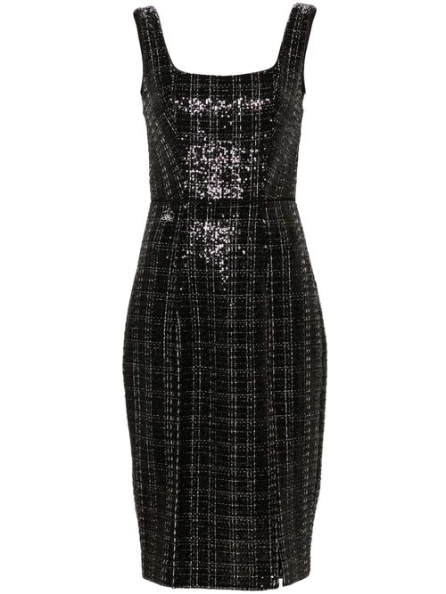 Sequinned tweed midi dress - Black