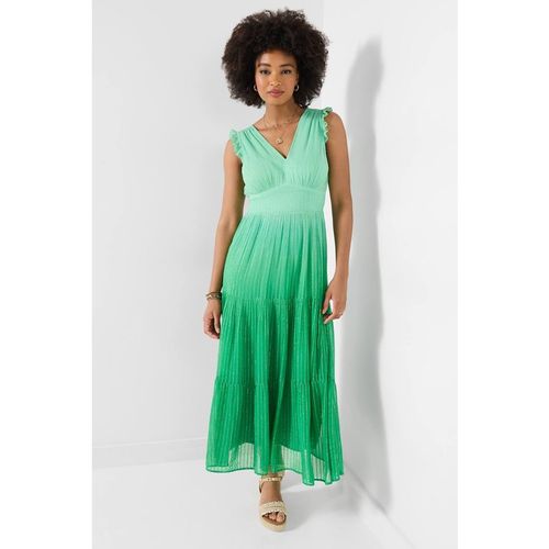 Joe Browns Tiered Maxi Dress With Frill Sleeves And Shirred Waist In Green