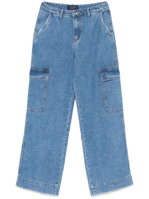 Straight-leg cargo jeans - Blue