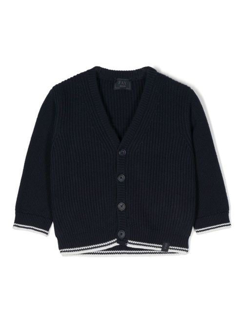 Fisherman's-knit cardigan - Blue