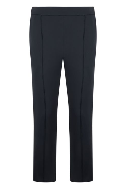 Stretch Crop Pants with High-Waist Slim Straight Fit
