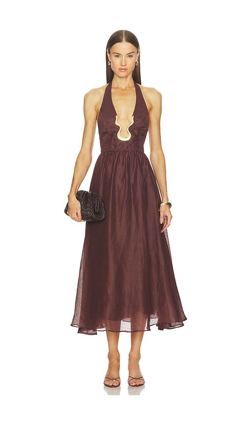 Bardot Cavarly Ramie Halter Dress in Chocolate. 4. Also , 6, 8