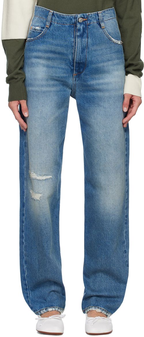 blue straight denim jeans