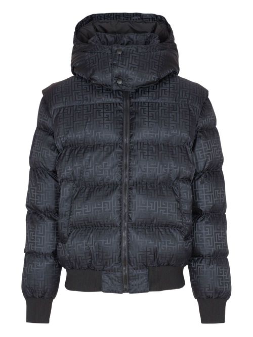 Monogram-jacquard padded jacket - Black