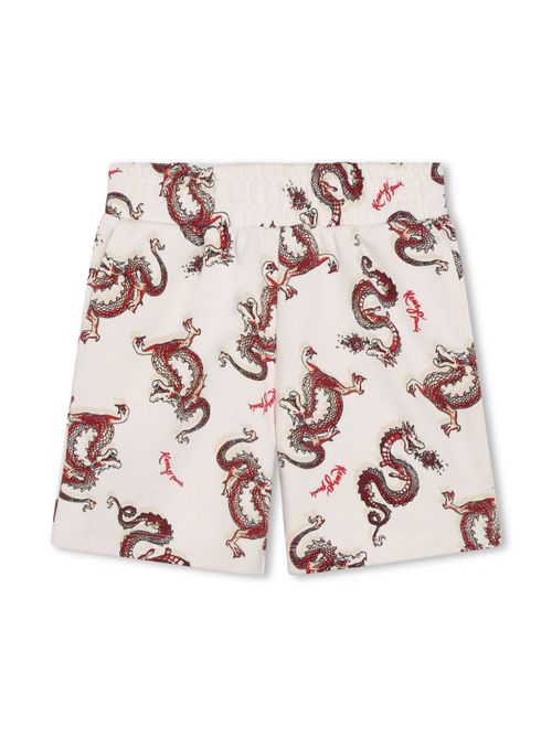 Dragon-print cotton shorts - White