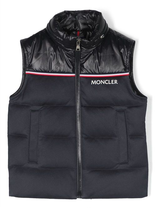 Logo patch zipped gilet - Blue