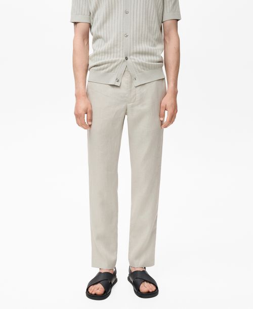 Men's Slim-Fit Linen Pants - Sand