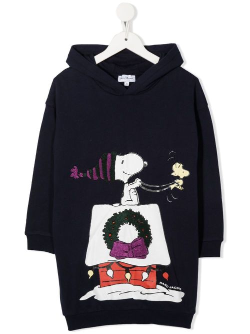 Peanuts graphic-print hooded dress - Blue