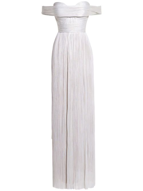 Theia pleated gown - White