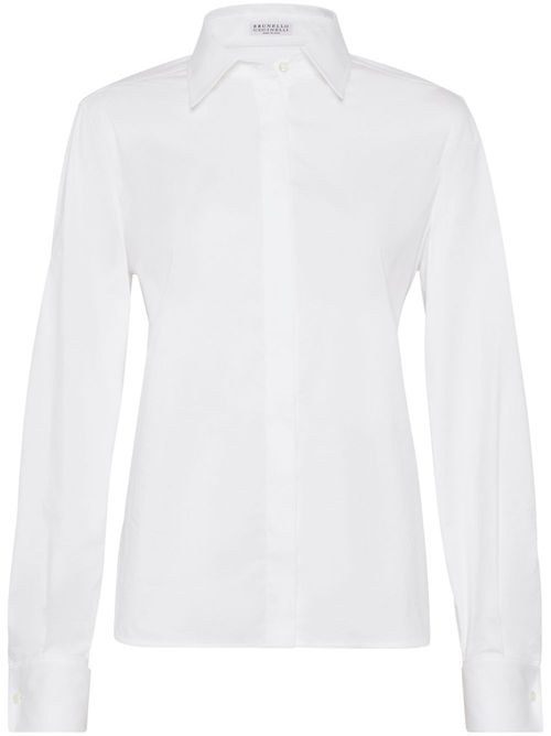 Monili-trim concealed-fastening shirt - White