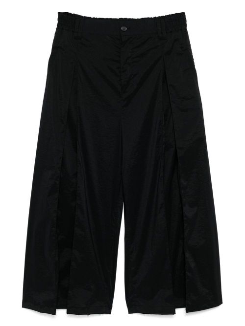 Box pleats crop wide pants - Black