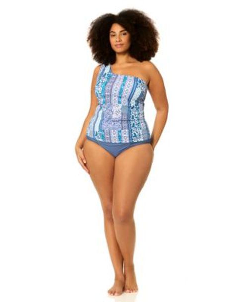Womens Plus Size Asha Tankini Top Full Coverage Bottom