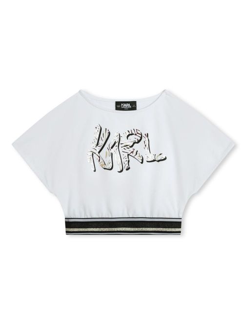 Logo-print glitter jersey T-shirt - White