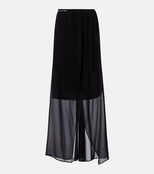 Chain-detail silk georgette wrap skirt