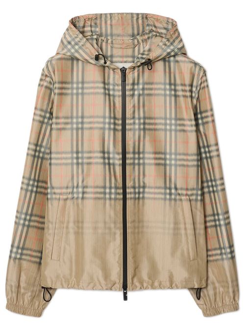 Men's Two-Way Zip Closure Jacket with Drawstring Hem and Hood - Size M