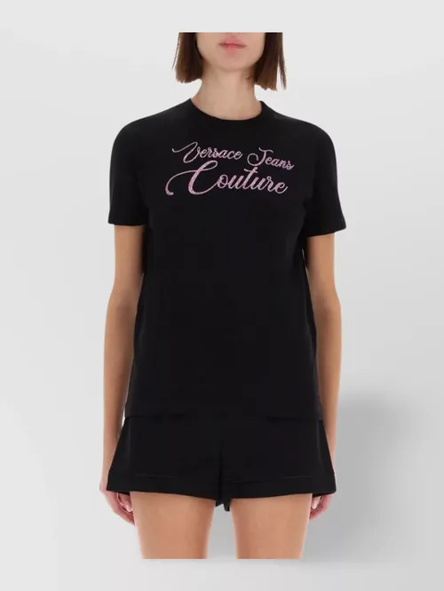 Versace Jeans Couture - short sleeve crew neck embroidered top