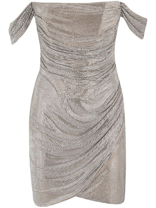 Crystal-embellished mini dress - Neutrals