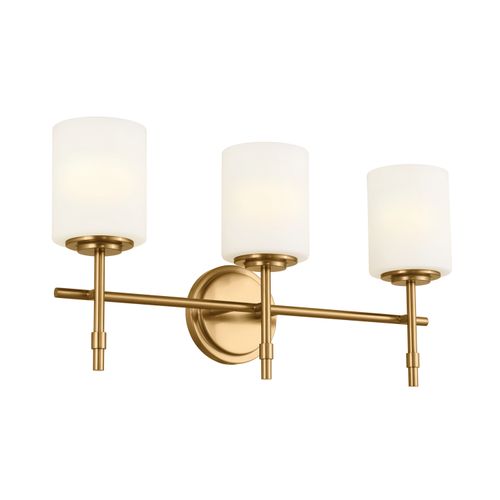 Brushed Natural Brass Three Light Bath from the Ali Collection
