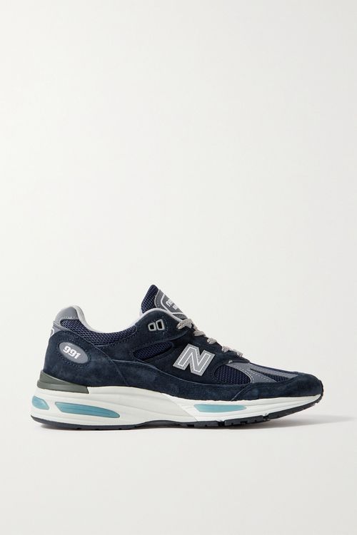 991v2 Reflective Faux Leather-trimmed Suede And Mesh Sneakers - Blue