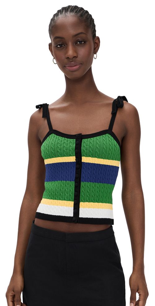 Micro Cable Stripe Tank Top Black