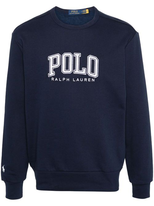 Logo-embroidered cotton blend sweatshirt - Blue