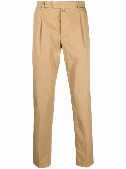 Inverted pleat straight-leg trousers - Neutrals