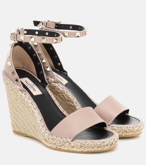 Valentino Garavani Valentino Garavani Rockstud Double leather wedge espadrilles