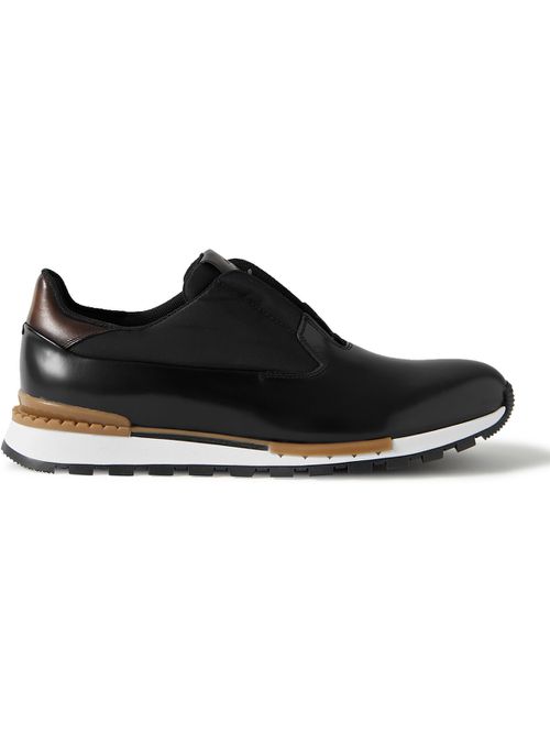 벨루티 남성 Fast Track Torino Leather and Shell Sneakers - Men - Black - UK 10.5 0400655704399