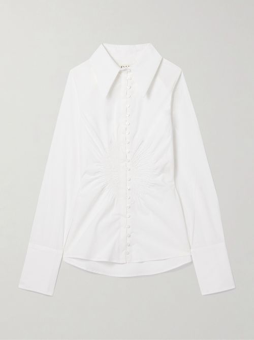 S. S. Daley - Eeva Ruched Cotton-poplin Shirt - White