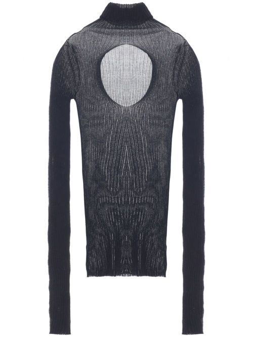 High-neck ribbed-knit jumper - Black