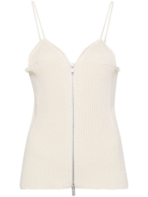 V-neck ribbed top - Neutrals