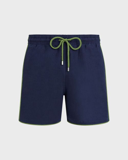 Men Linen Swim Shorts Solid - Mdb - Mallorca - Blue