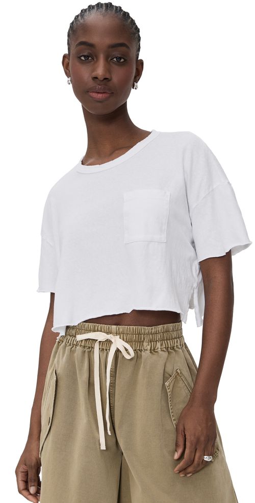 James Perse Cropped Relaxed Fit Pocket Tee White