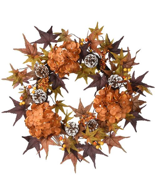 National Tree Company 24 Harvest Hydrangea and Maple Leaves Wreath