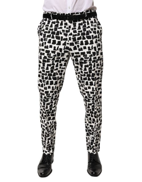 Abstract Print Cotton Blend Trousers — Multicolor