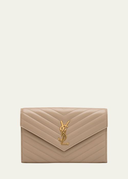 YSL Monogram Large Wallet on Chain in Smooth Leather