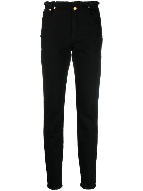 Comfort frayed-hem skinny jeans - Black