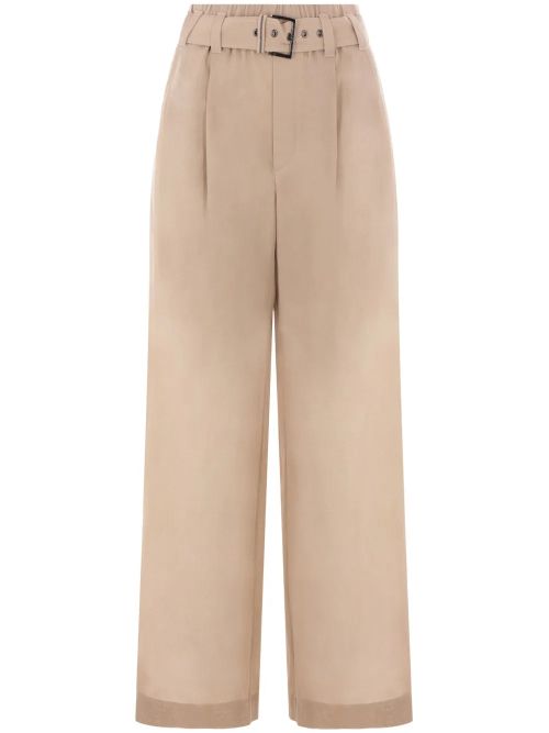 Belted Gauze Trousers — beige