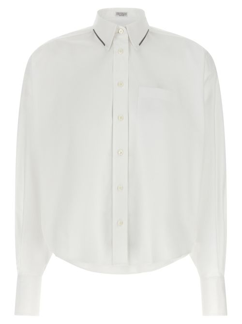 Pointed Collar Cotton Shirt — White