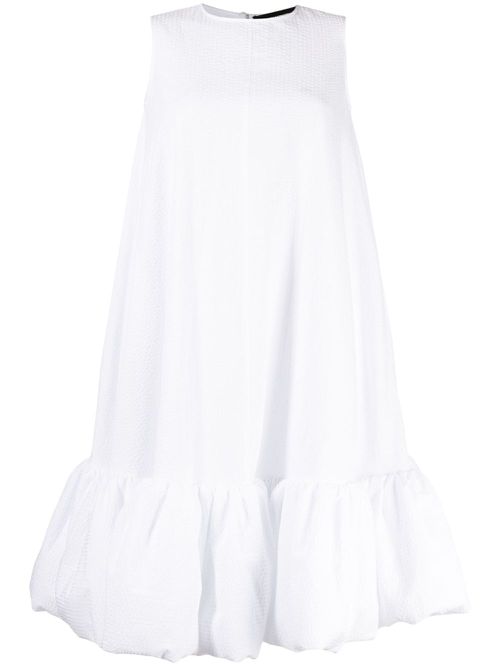 Puffball hem sleeveless cotton dress - White