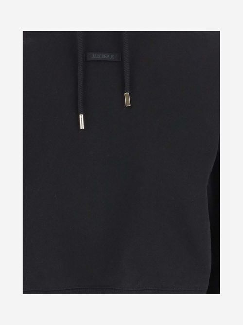 Cotton Drawstring Hoodie — Black